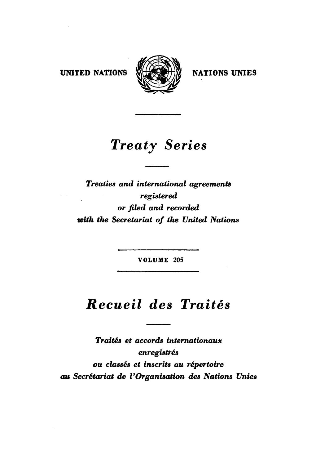 Treaty Series Recueil Des Traites