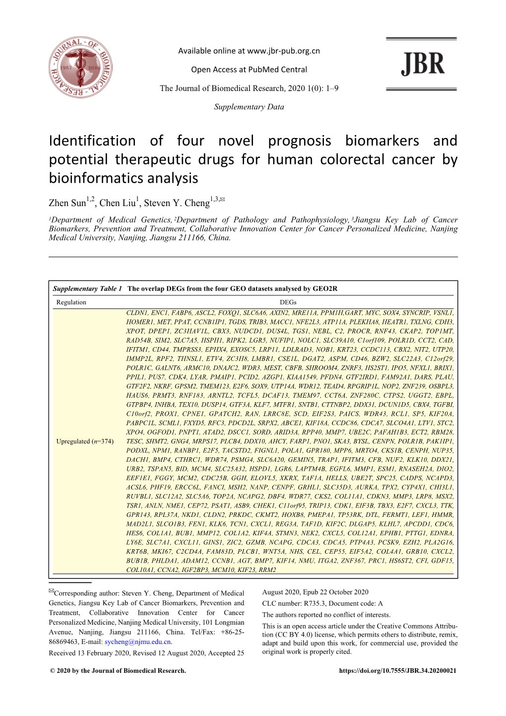 Identification of Four Novel Prognosis Biomarkers and Potential Therapeutic Drugs for Human Colorectal Cancer by Bioinformatics Analysis