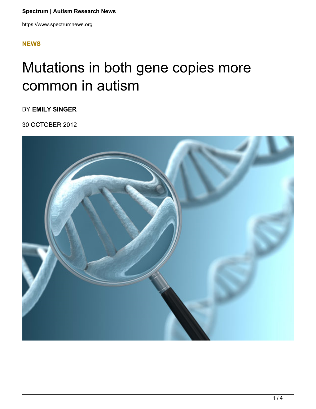 Mutations in Both Gene Copies More Common in Autism