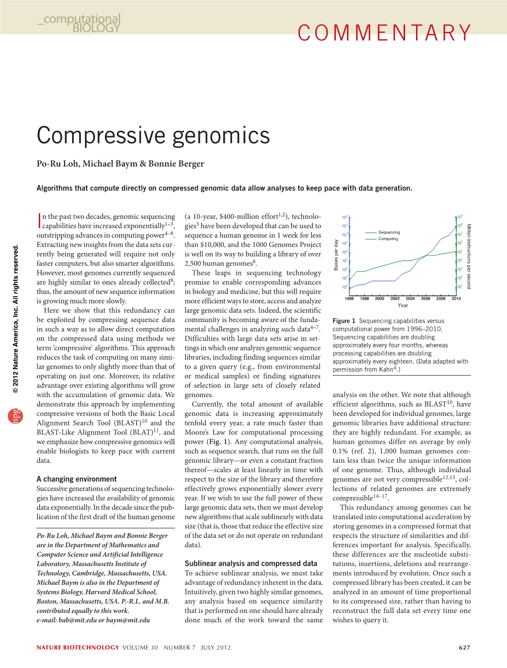 Compressive Genomics