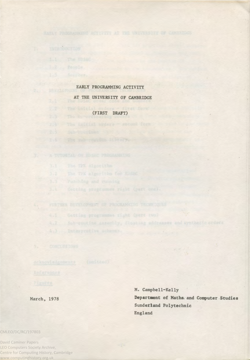 Early Programming Activity at the University of Cambridge (Mar 1978)