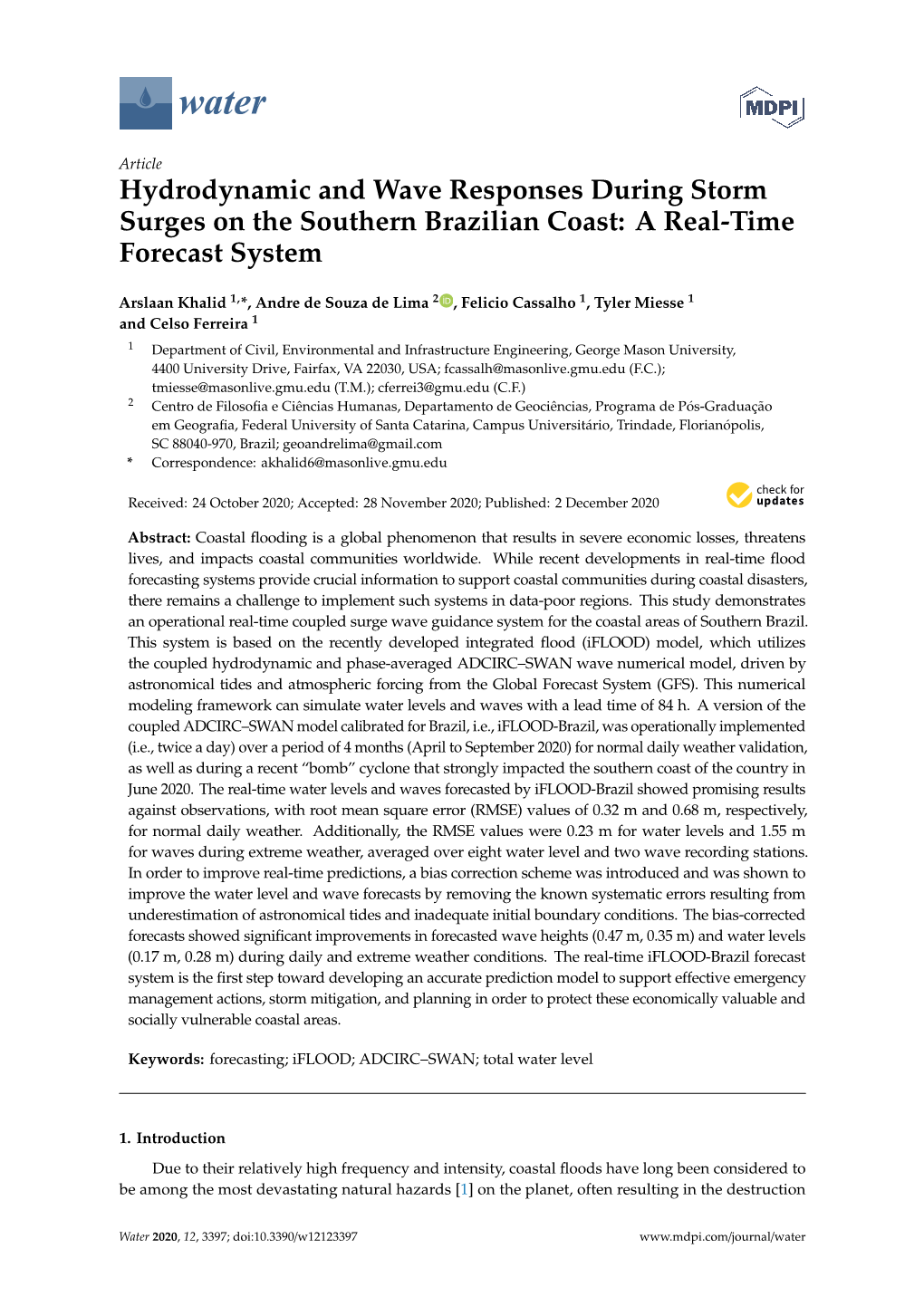 Hydrodynamic and Wave Responses During Storm Surges on the Southern Brazilian Coast: a Real-Time Forecast System