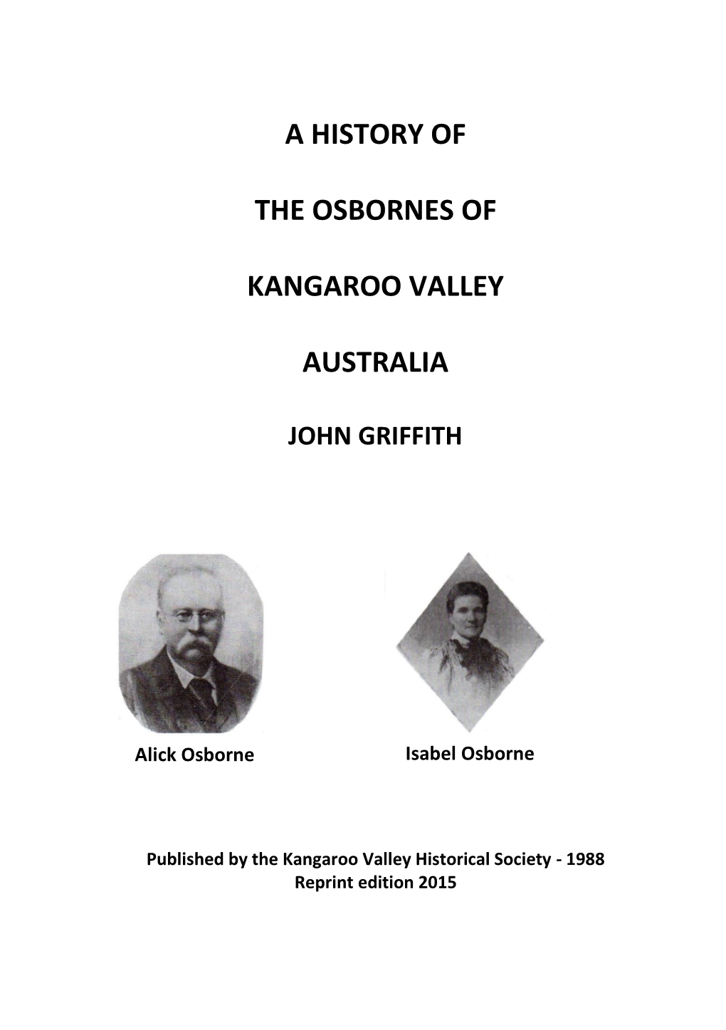 A History of the Osbornes of Kangaroo Valley Australia