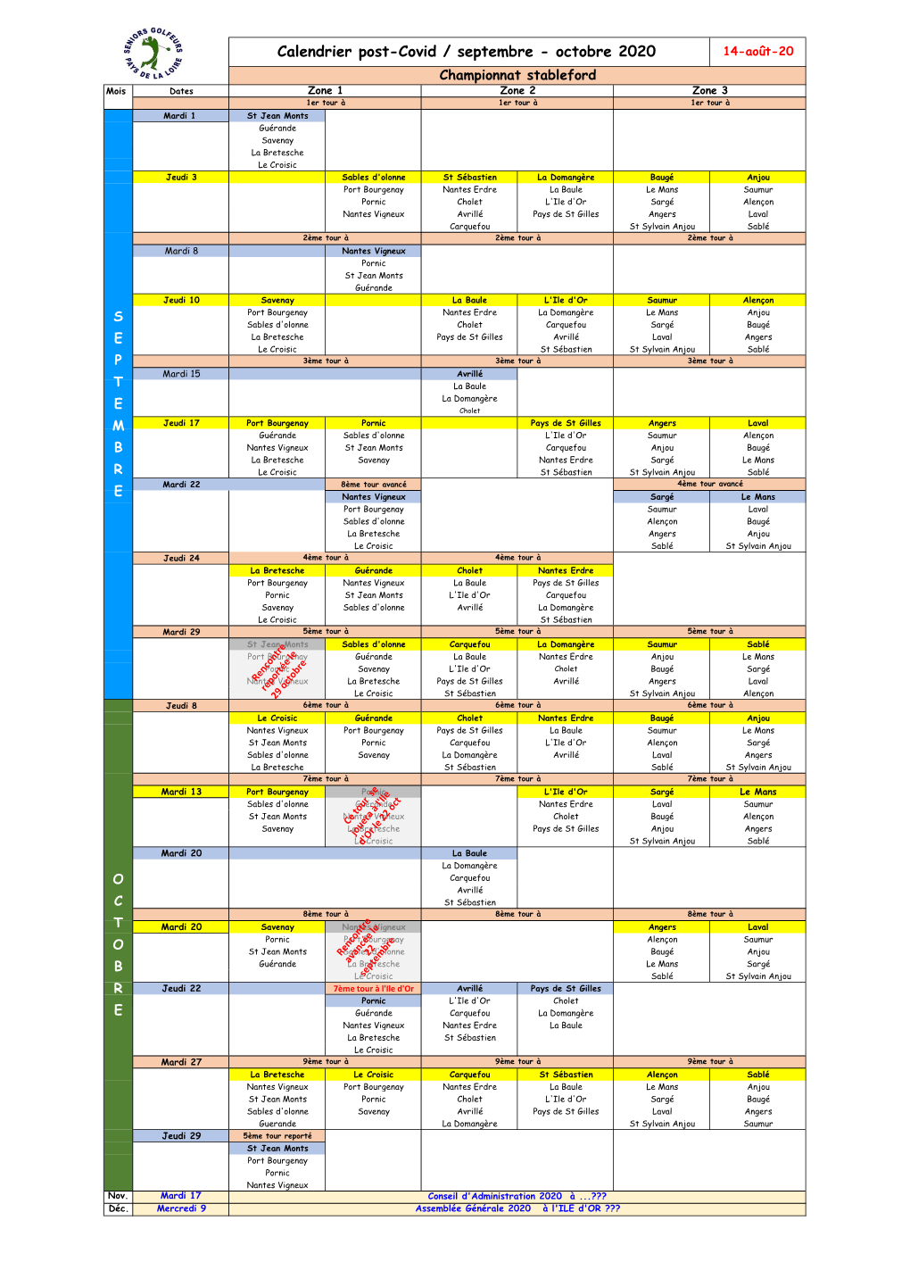 Calendrier Post-Covid / Septembre