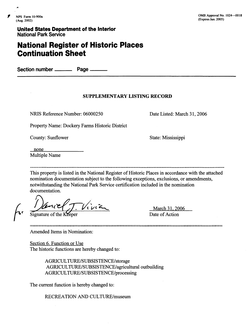 National Register of Historic Places Continuation Sheet