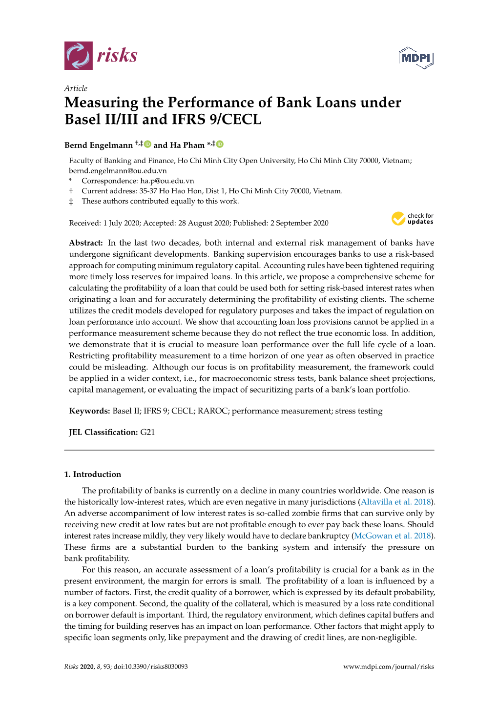 Measuring the Performance of Bank Loans Under Basel II/III and IFRS 9/CECL