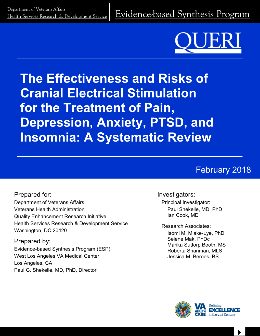 The Effectiveness and Risks of Cranial Electrical Stimulation for the Treatment of Pain, Depression, Anxiety, PTSD, and Insomnia: a Systematic Review