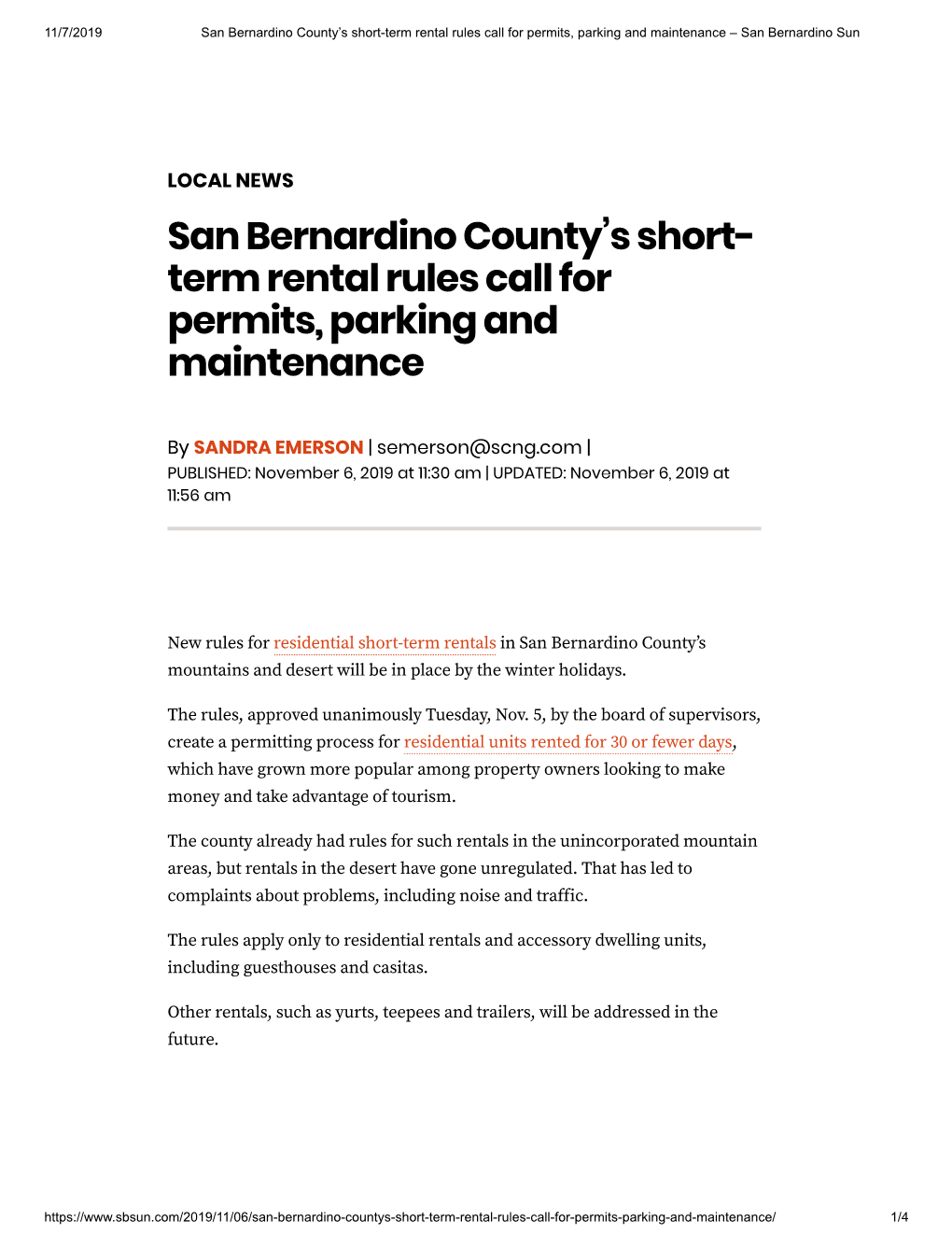 Term Rental Rules Call for Permits, Parking and Maintenance – San Bernardino Sun