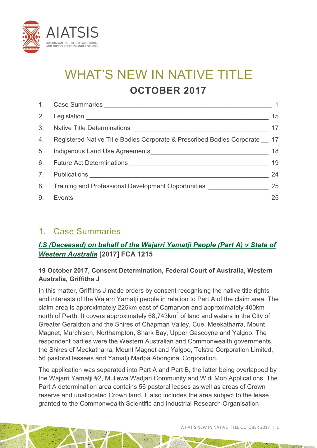 What's New in Native Title