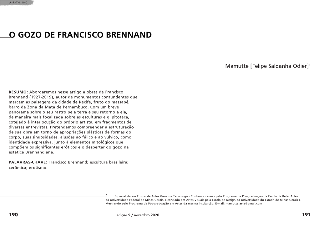 O Gozo De Francisco Brennand