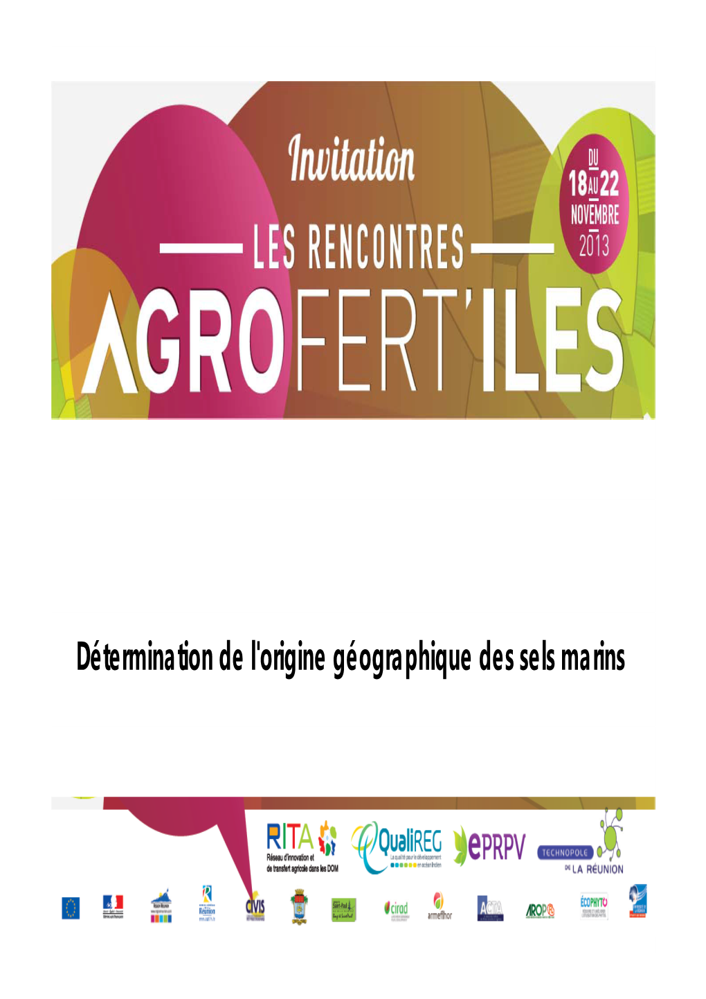 Détermination De L'origine Géographique Des Sels Marins Novembre 2013