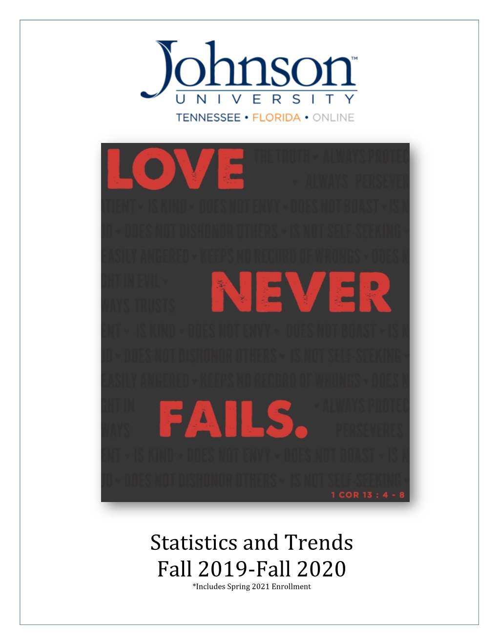 Statistics and Trends Fall 2019-Fall 2020 *Includes Spring 2021 Enrollment Table of Contents