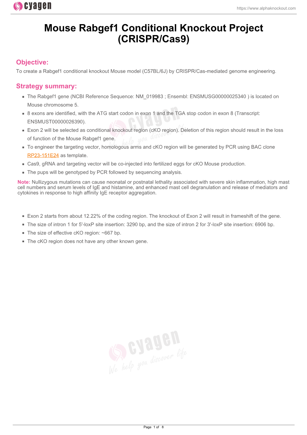 Mouse Rabgef1 Conditional Knockout Project (CRISPR/Cas9)