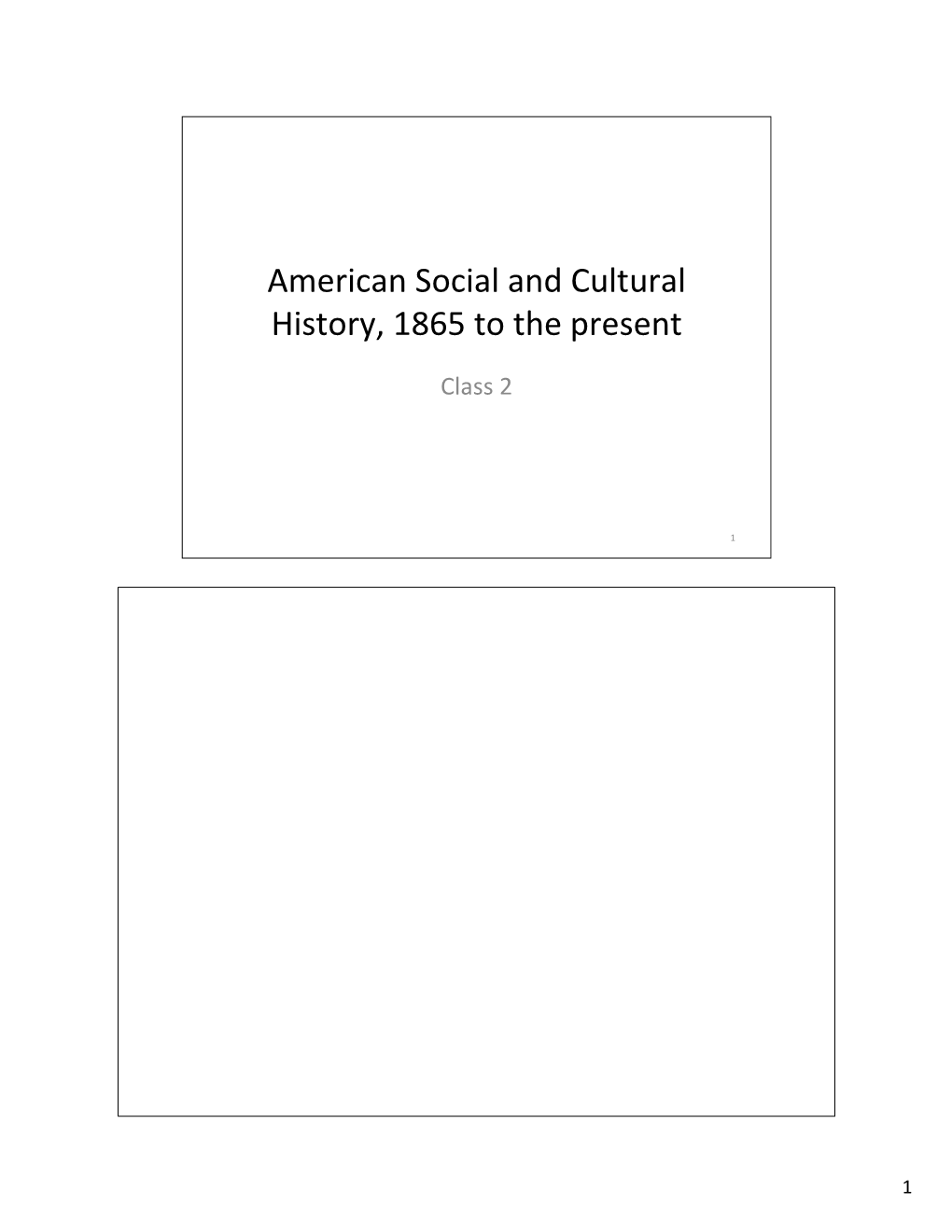 American Social and Cultural History, 1865 to the Present