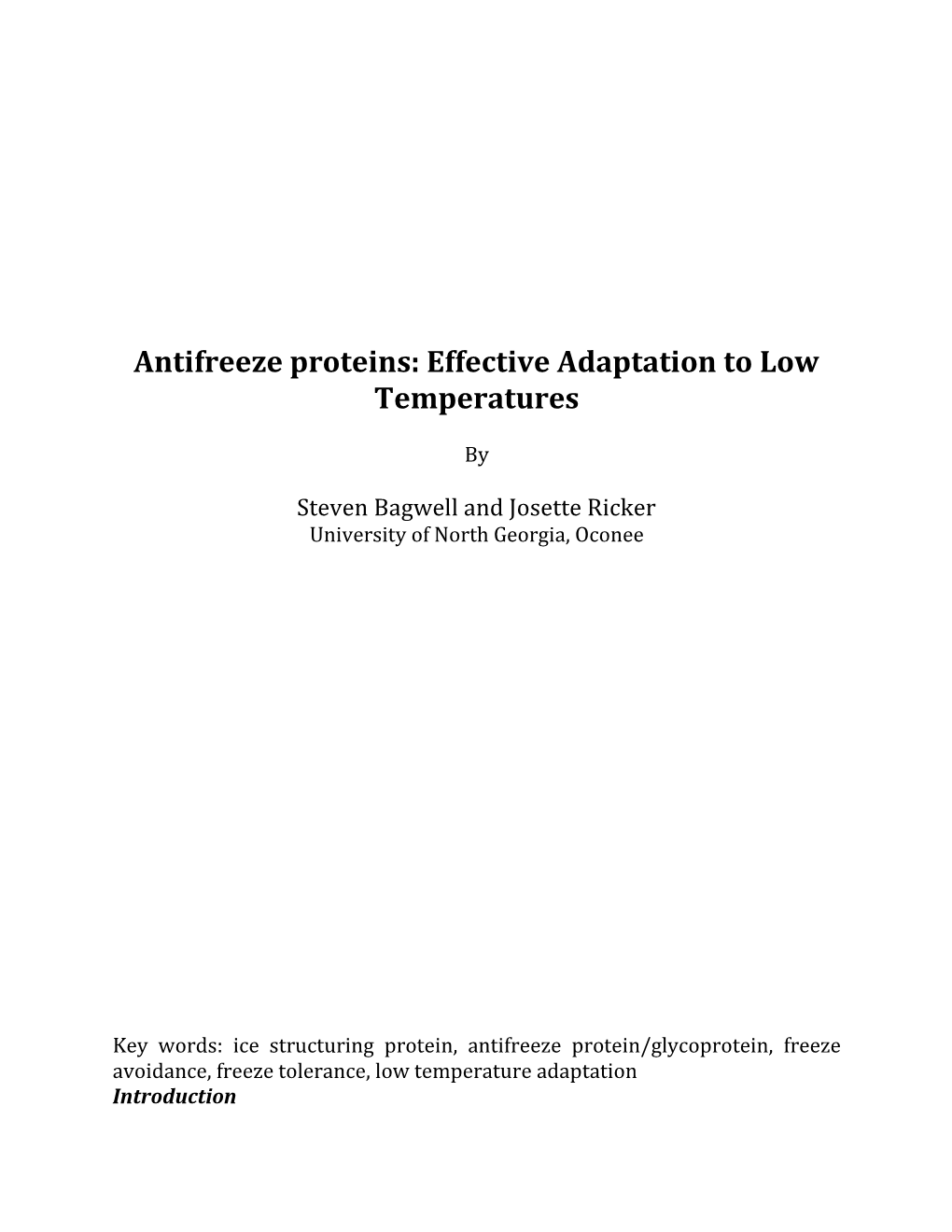 4. Antifreeze Proteins: Effective Adaptation to Low Temperatures