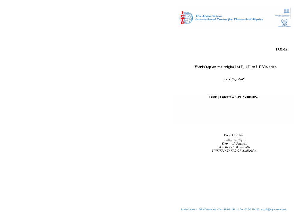 Testing Lorentz & CPT Symmetry