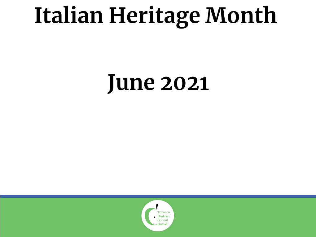 Italian Heritage Month June 2021