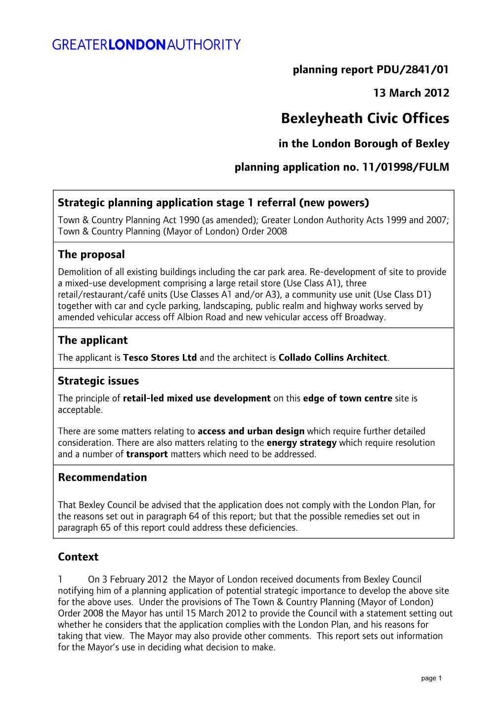 Bexleyheath Civic Offices in the London Borough of Bexley Planning Application No