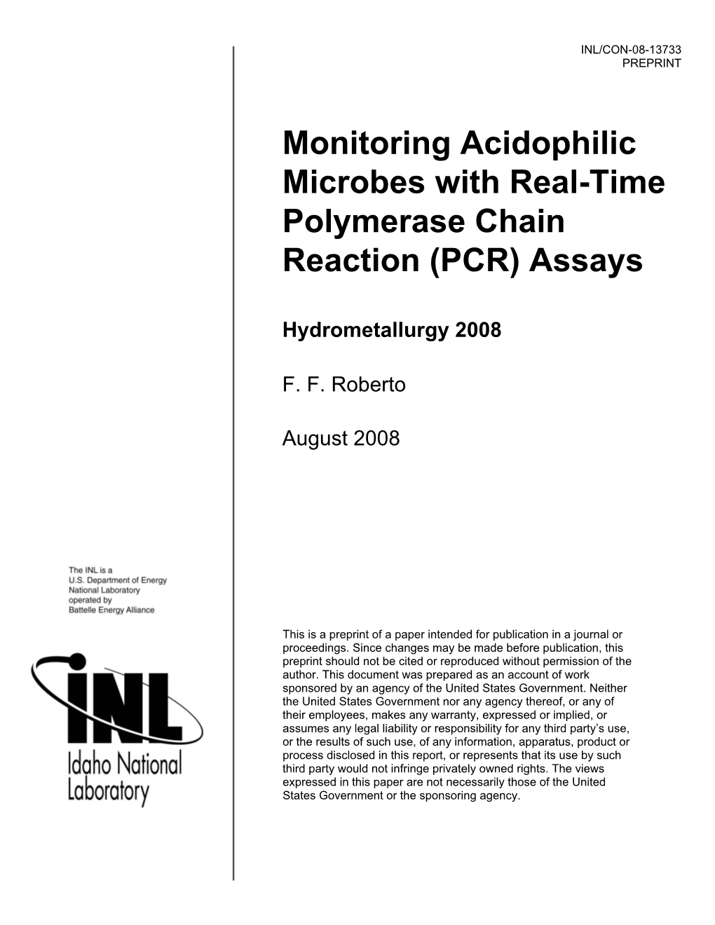 Monitoring Acidophilic Microbes with Real-Time Polymerase Chain Reaction (PCR) Assays