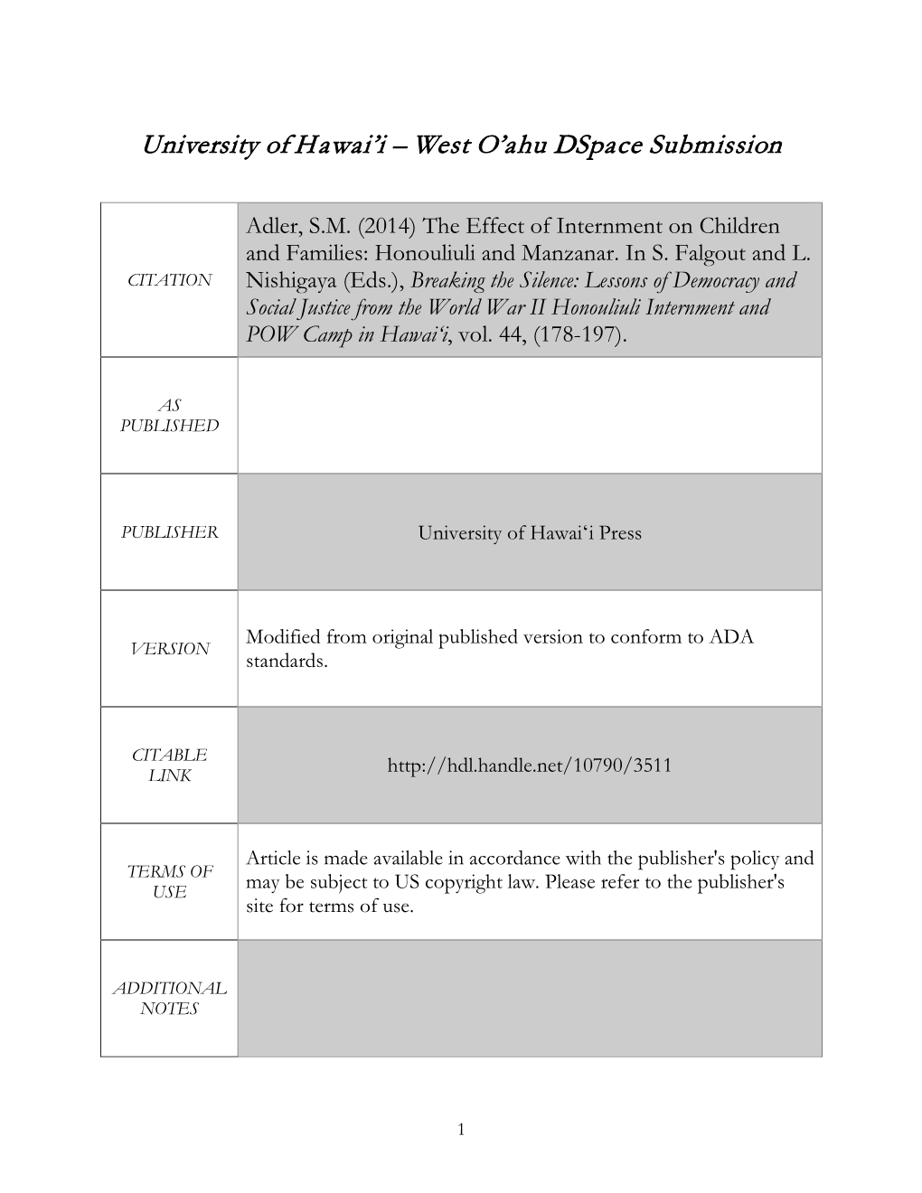 The Effect of Internment on Children and Families: Honouliuli and Manzanar