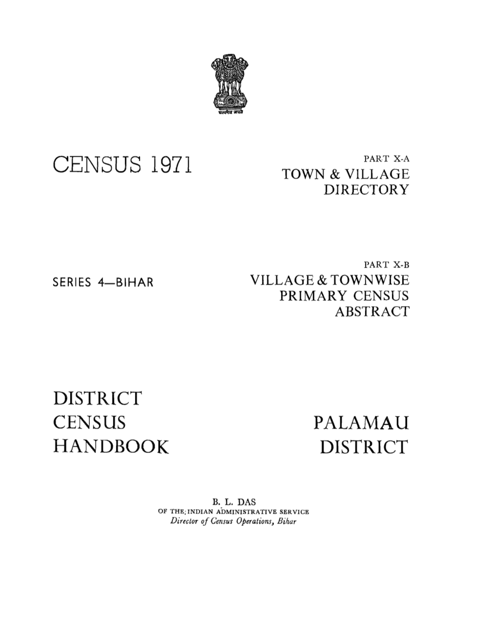 Village & Townwise Primary Census Abstract, Palamau District, Part X-B