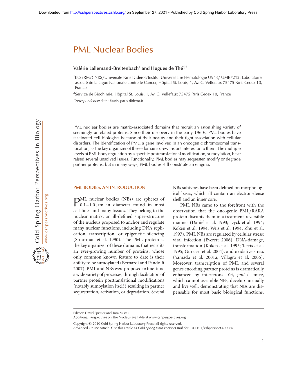 PML Nuclear Bodies