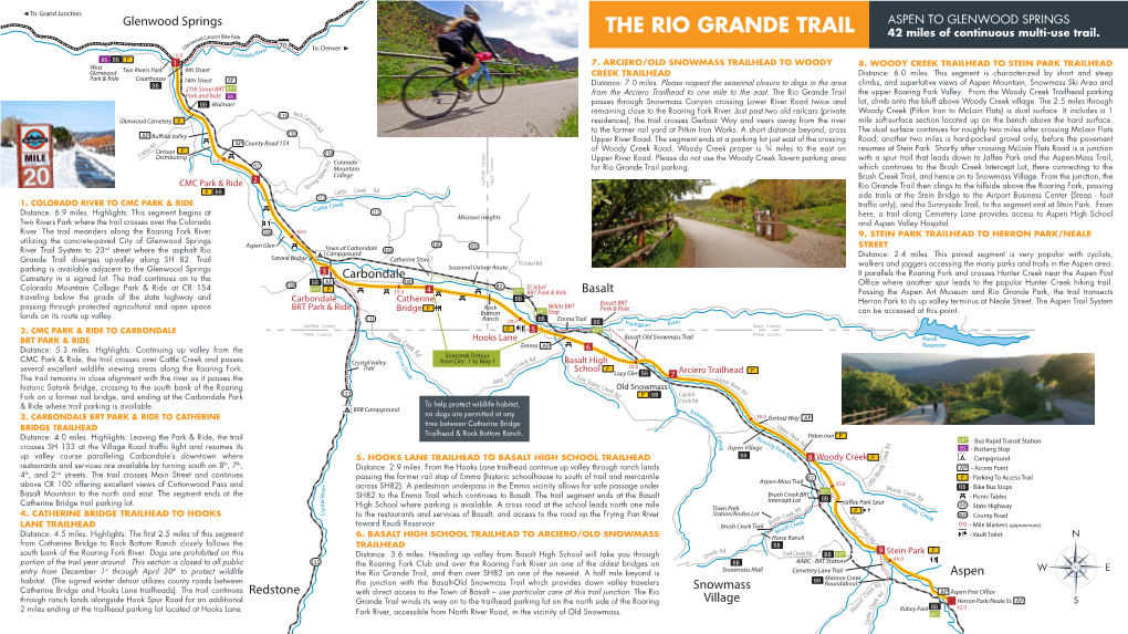 THE RIO GRANDE TRAIL ASPEN to GLENWOOD SPRINGS Nyon Bike Path 42 Miles of Continuous Multi-Use Trail