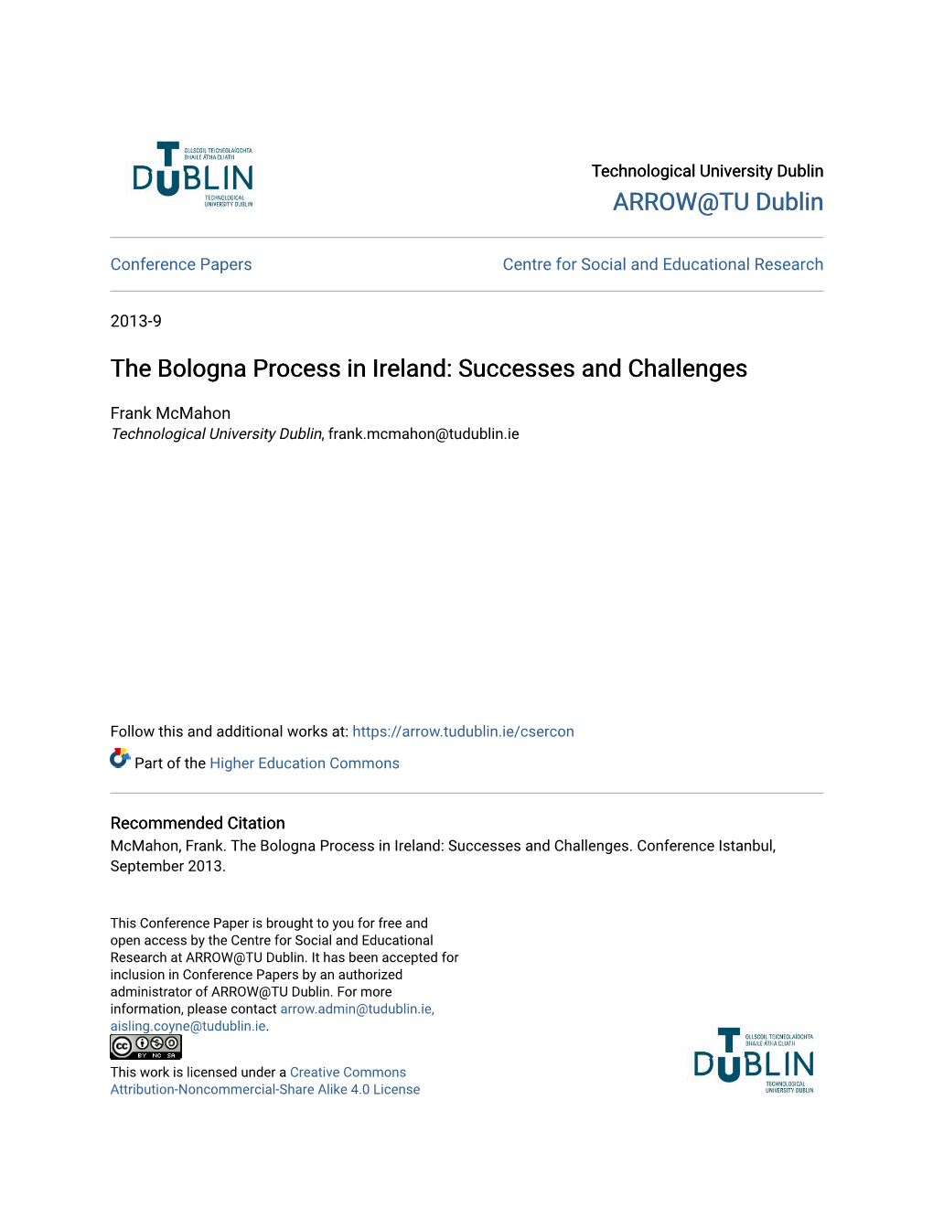 The Bologna Process in Ireland: Successes and Challenges