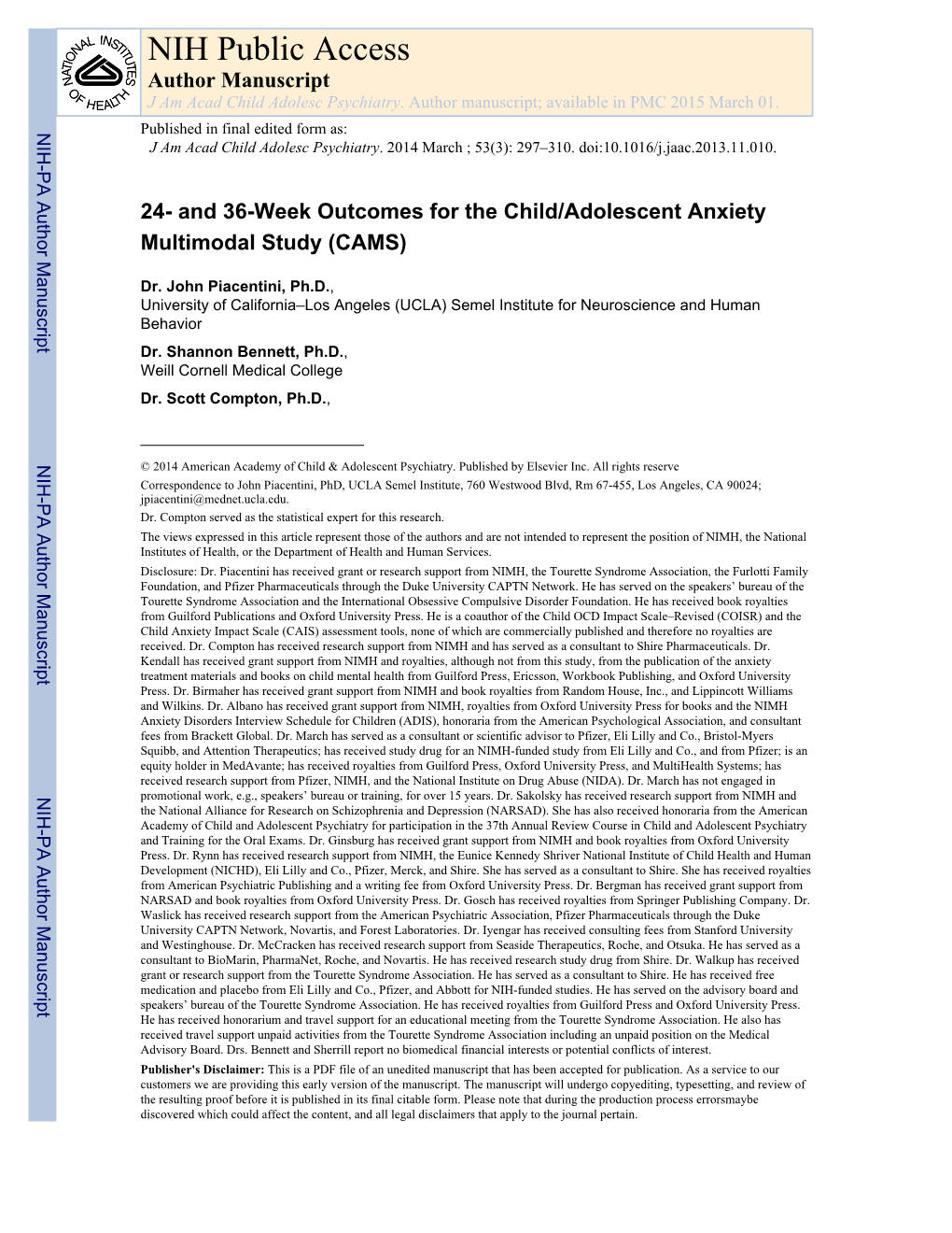 NIH Public Access Author Manuscript J Am Acad Child Adolesc Psychiatry