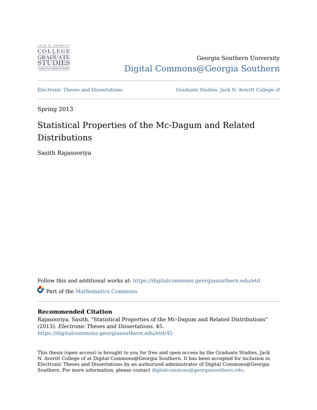 Statistical Properties of the Mc-Dagum and Related Distributions