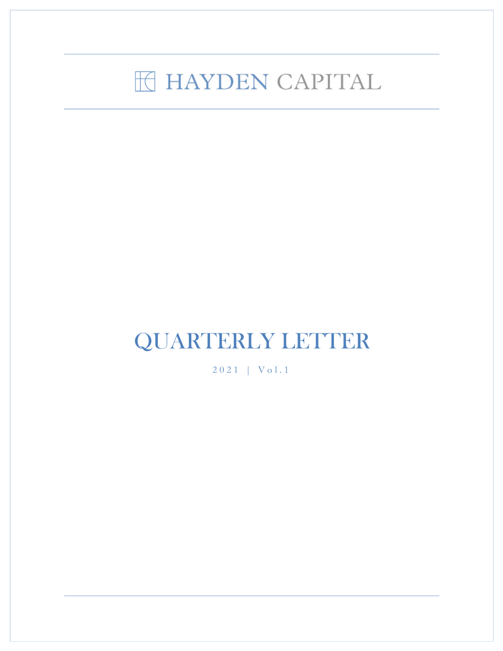 Quarterly Letter