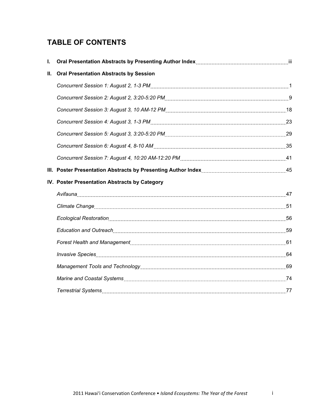 Table of Contents