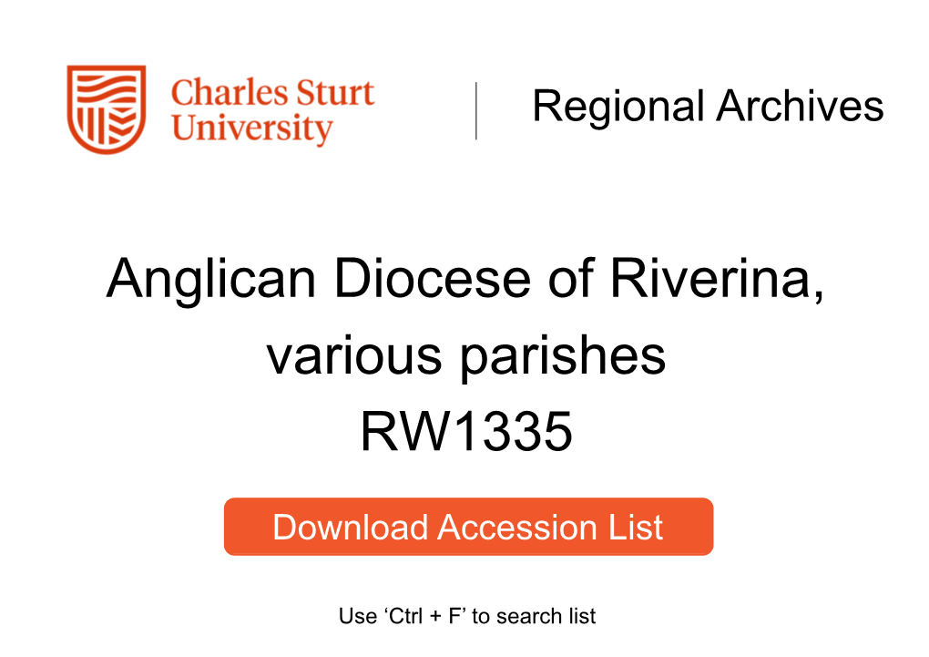 Anglican Diocese of Riverina, Various Parishes RW1335