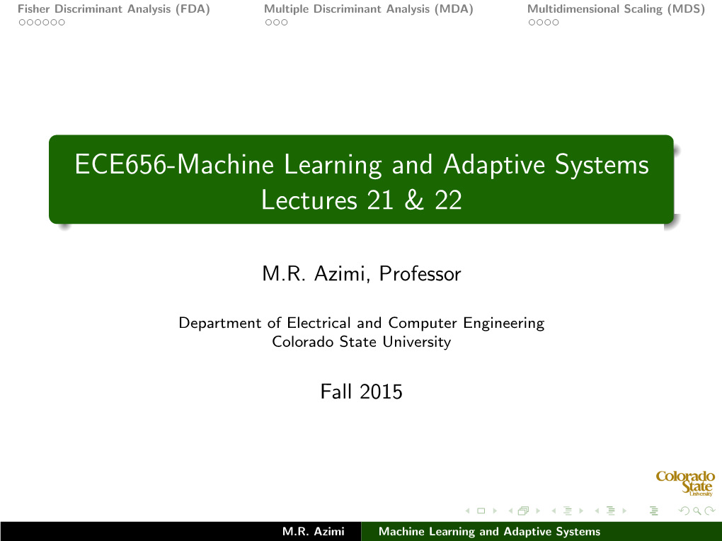 ECE656-Machine Learning and Adaptive Systems Lectures 21 & 22