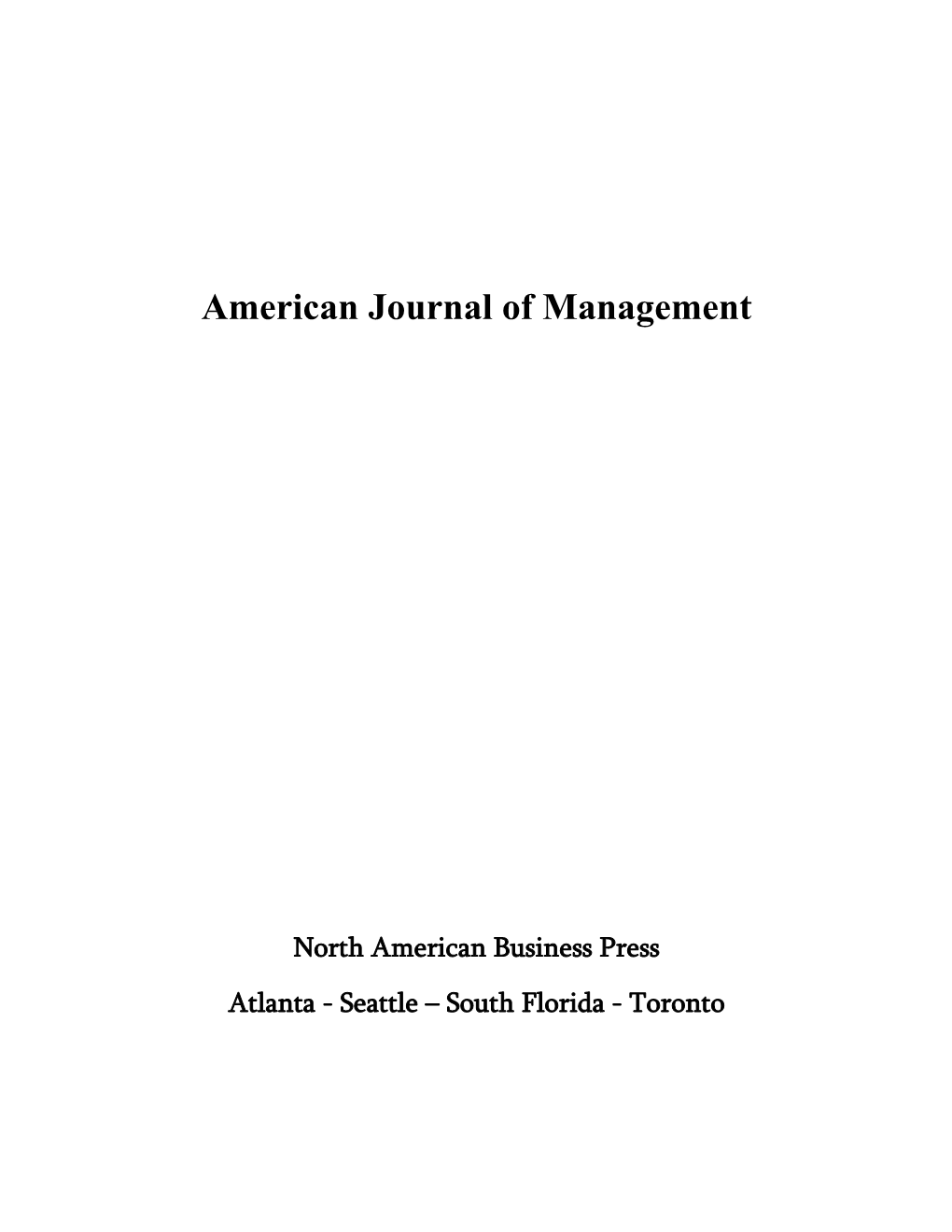 American Journal of Management
