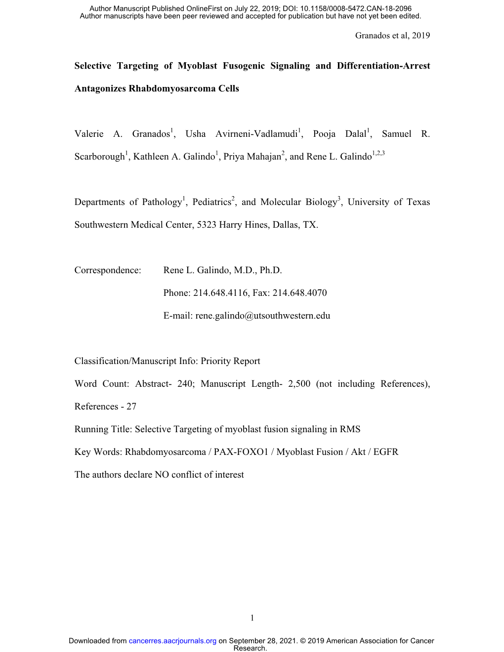 58/0008-5472.CAN-18-2096 Author Manuscripts Have Been Peer Reviewed and Accepted for Publication but Have Not Yet Been Edited