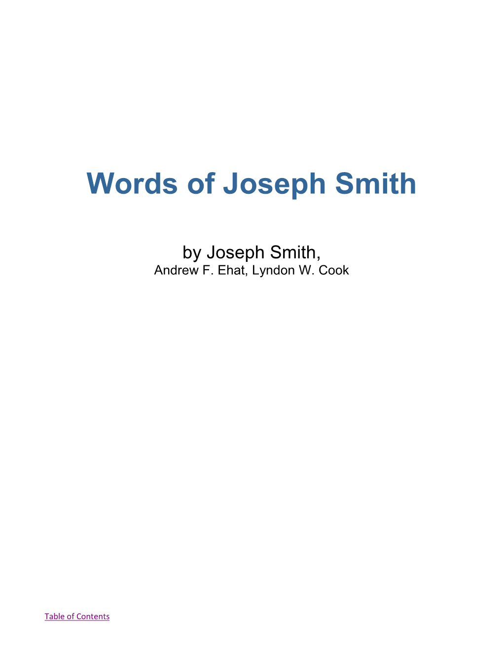 Words of Joseph Smith