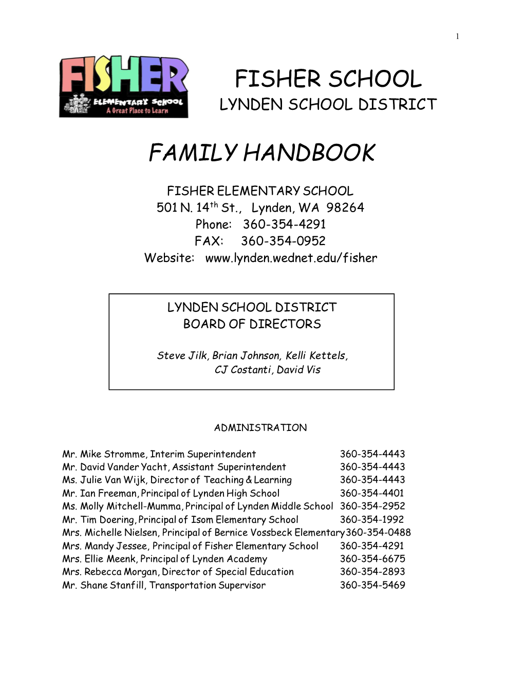 Fisher School Handbook