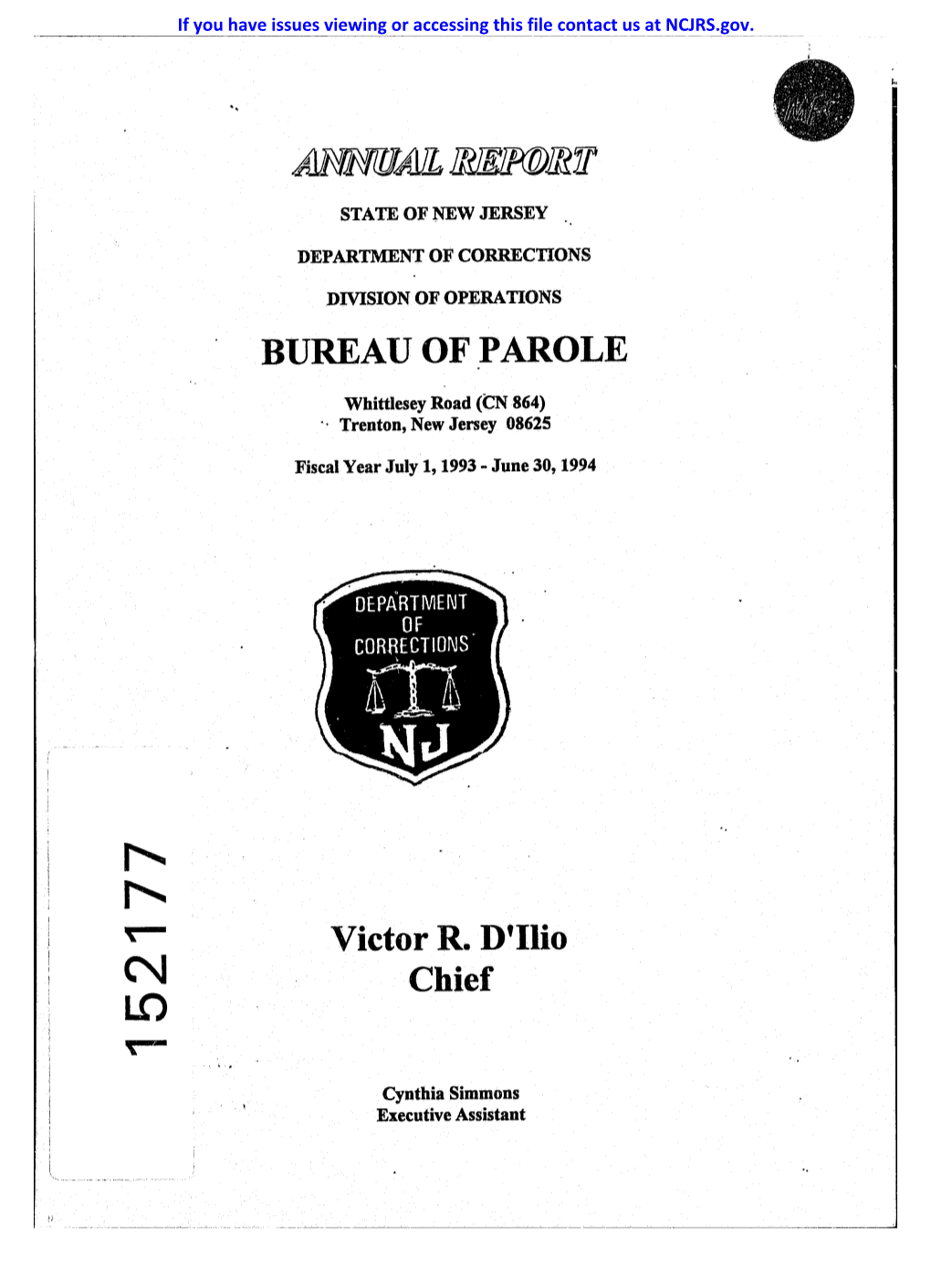 BUREAU of PAROLE Victor R. D'ilio Chief