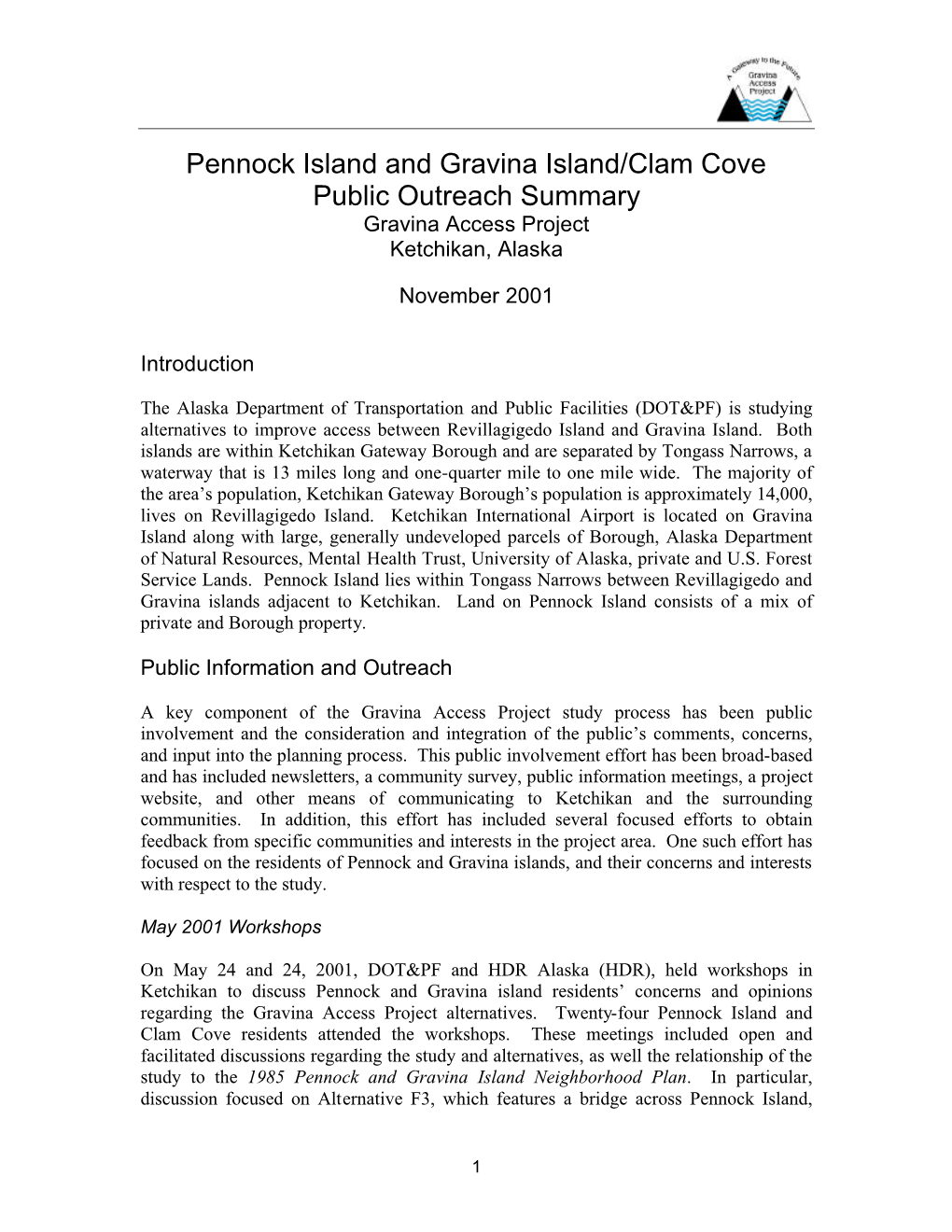 B Pennock Island and Gravina Island Clam Cove Public Outre…