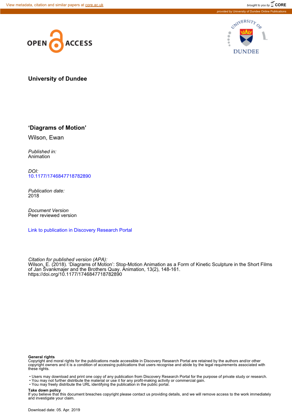 University of Dundee 'Diagrams of Motion' Wilson, Ewan