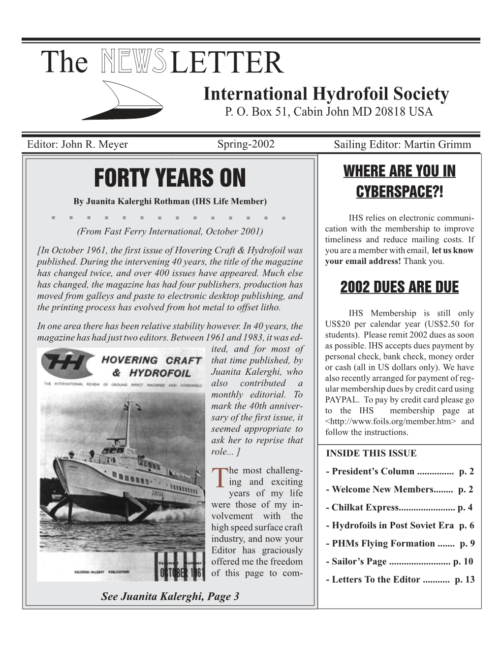 Newsletters 2002