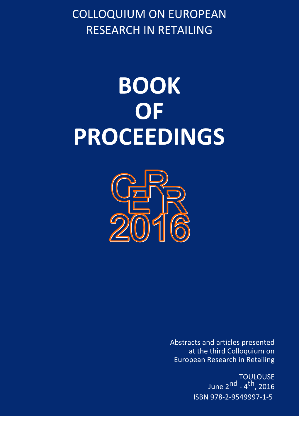 Book of Abstracts CERR 2016