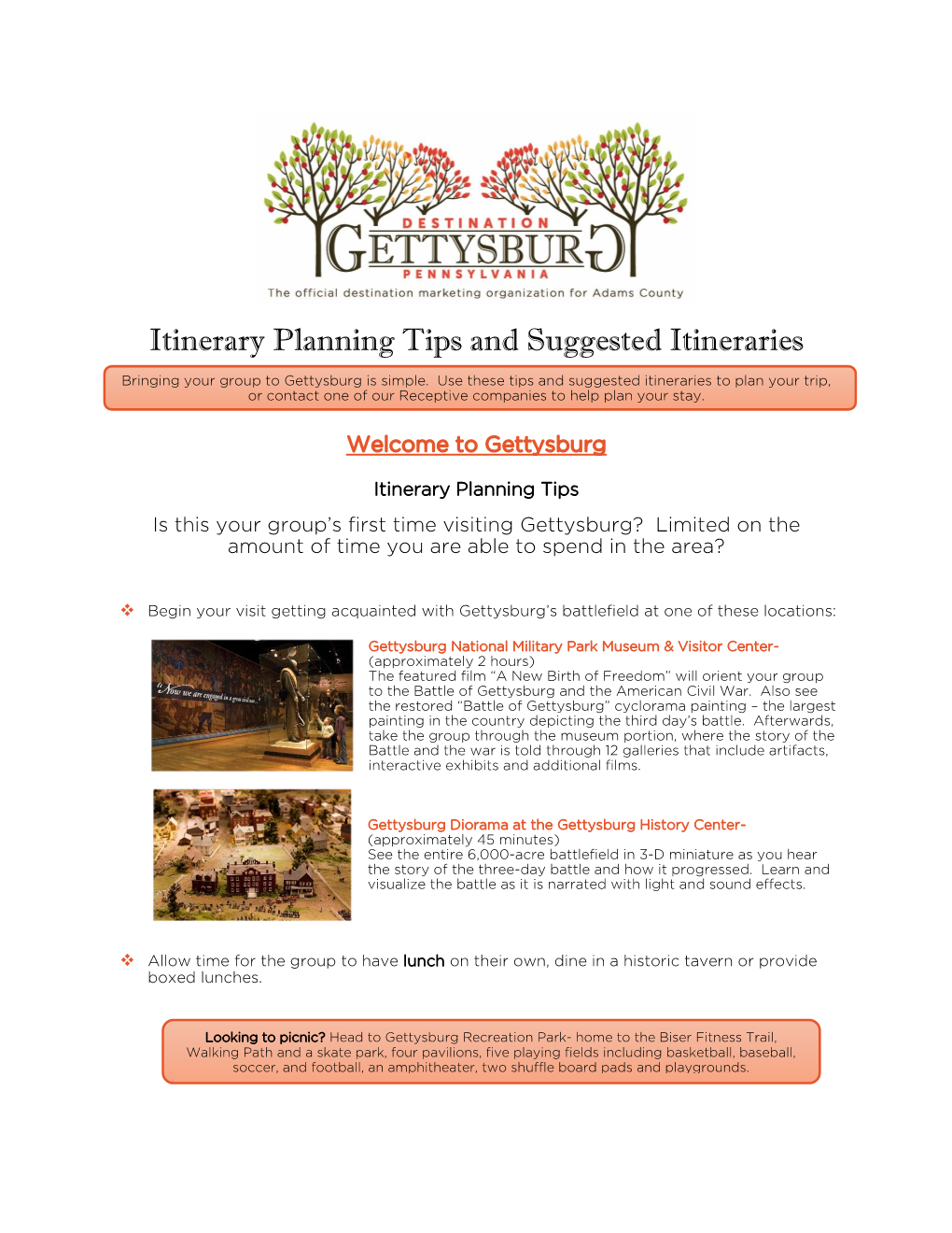 Itinerary Planning Tips and Suggested Itineraries