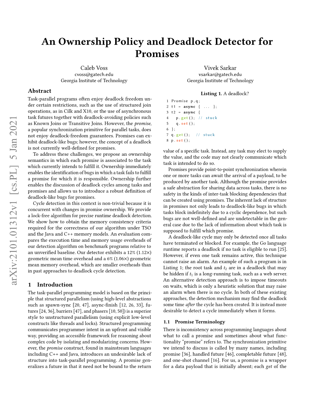 An Ownership Policy and Deadlock Detector for Promises