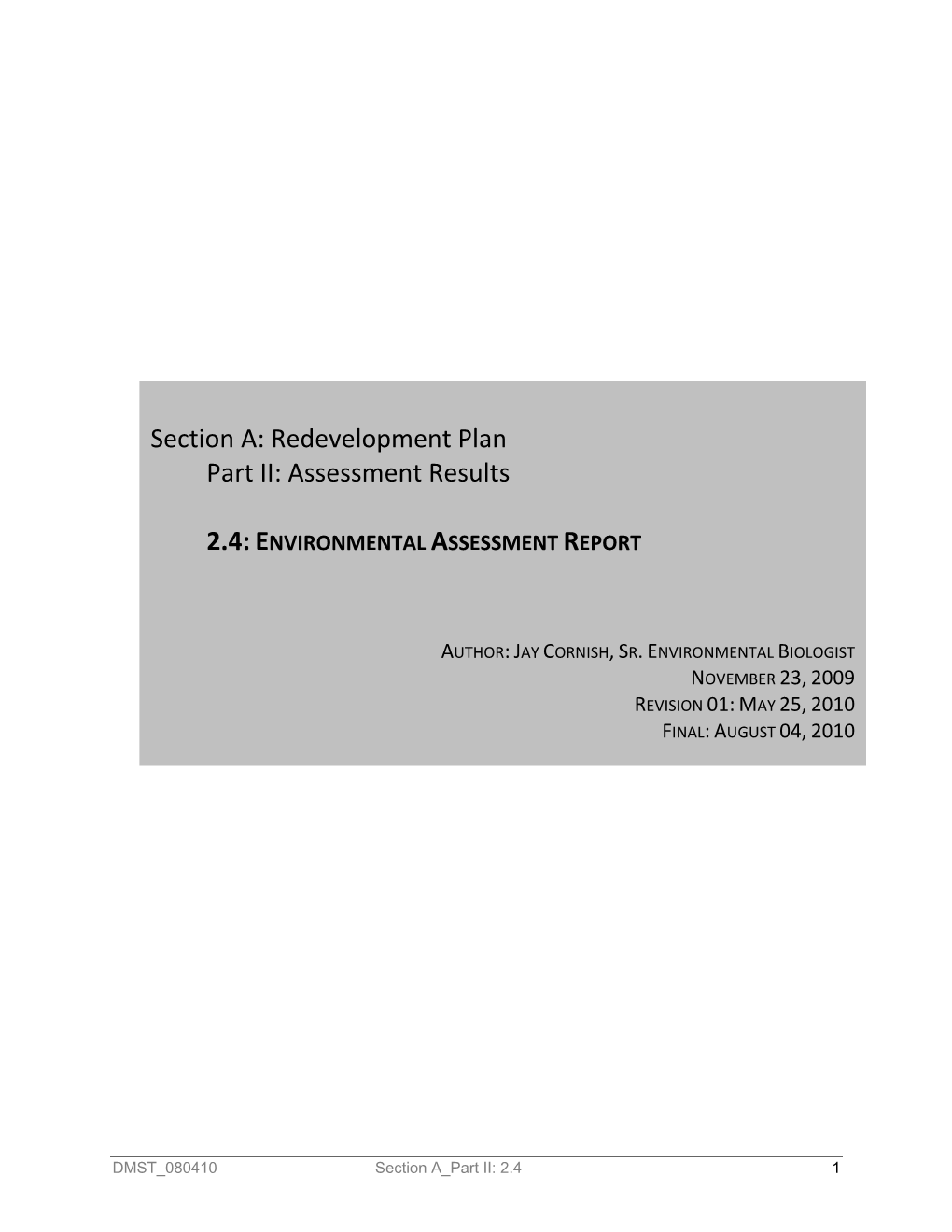 Environmental Assessment Report