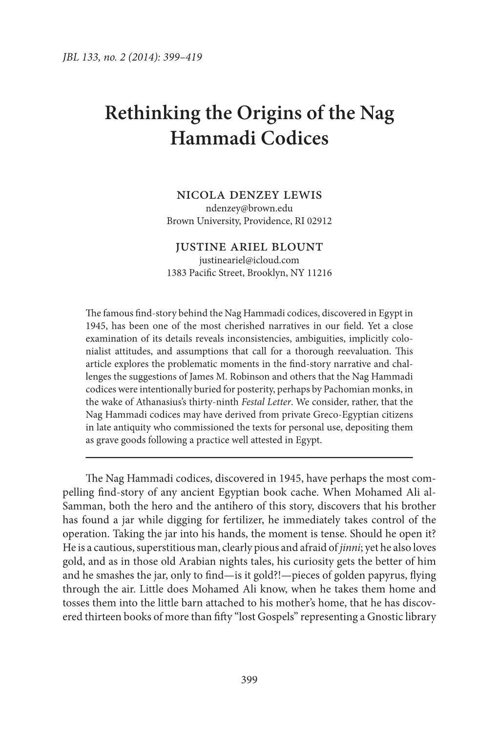 Rethinking the Origins of the Nag Hammadi Codices