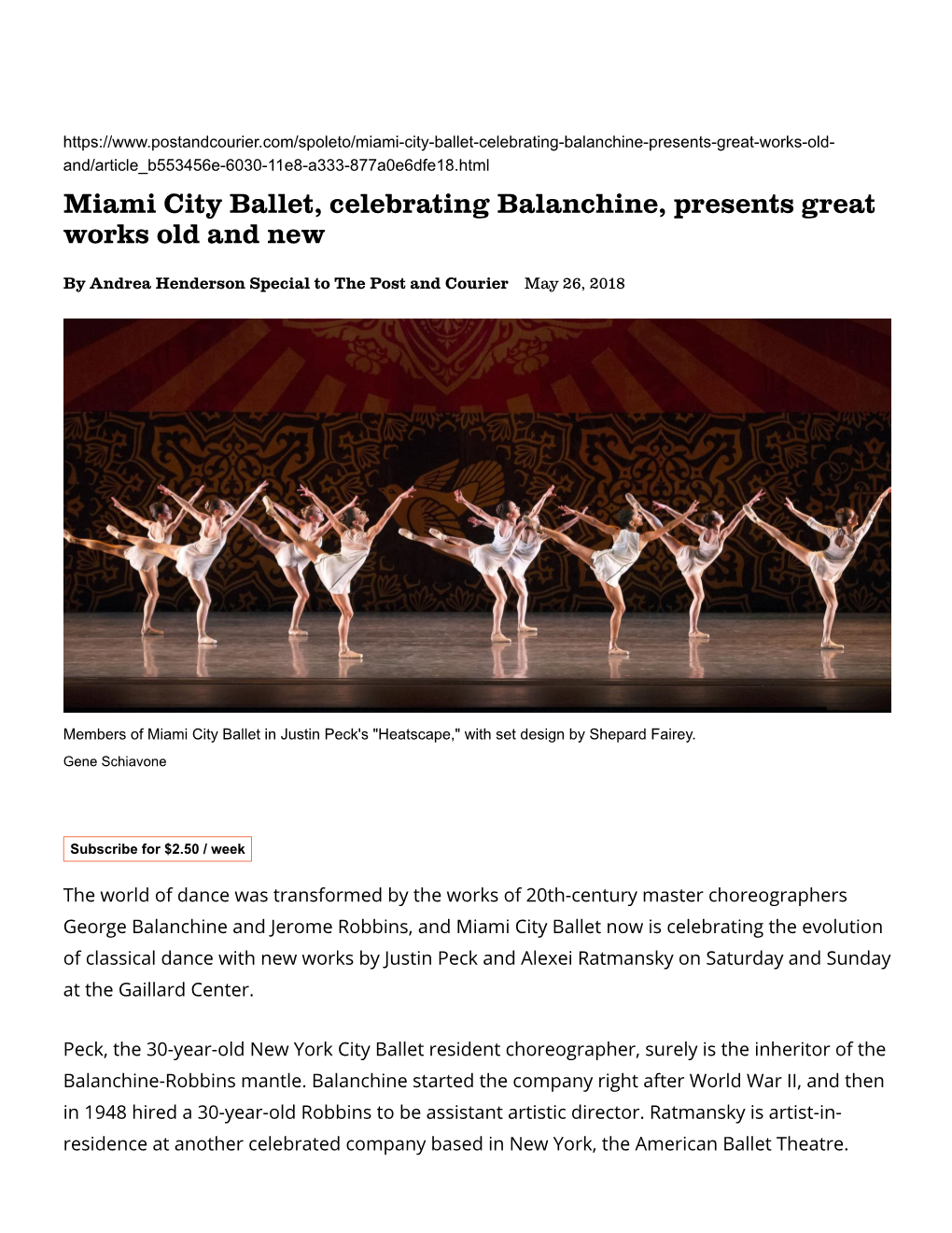 Miami City Ballet, Celebrating Balanchine, Presents Great Works Old and New