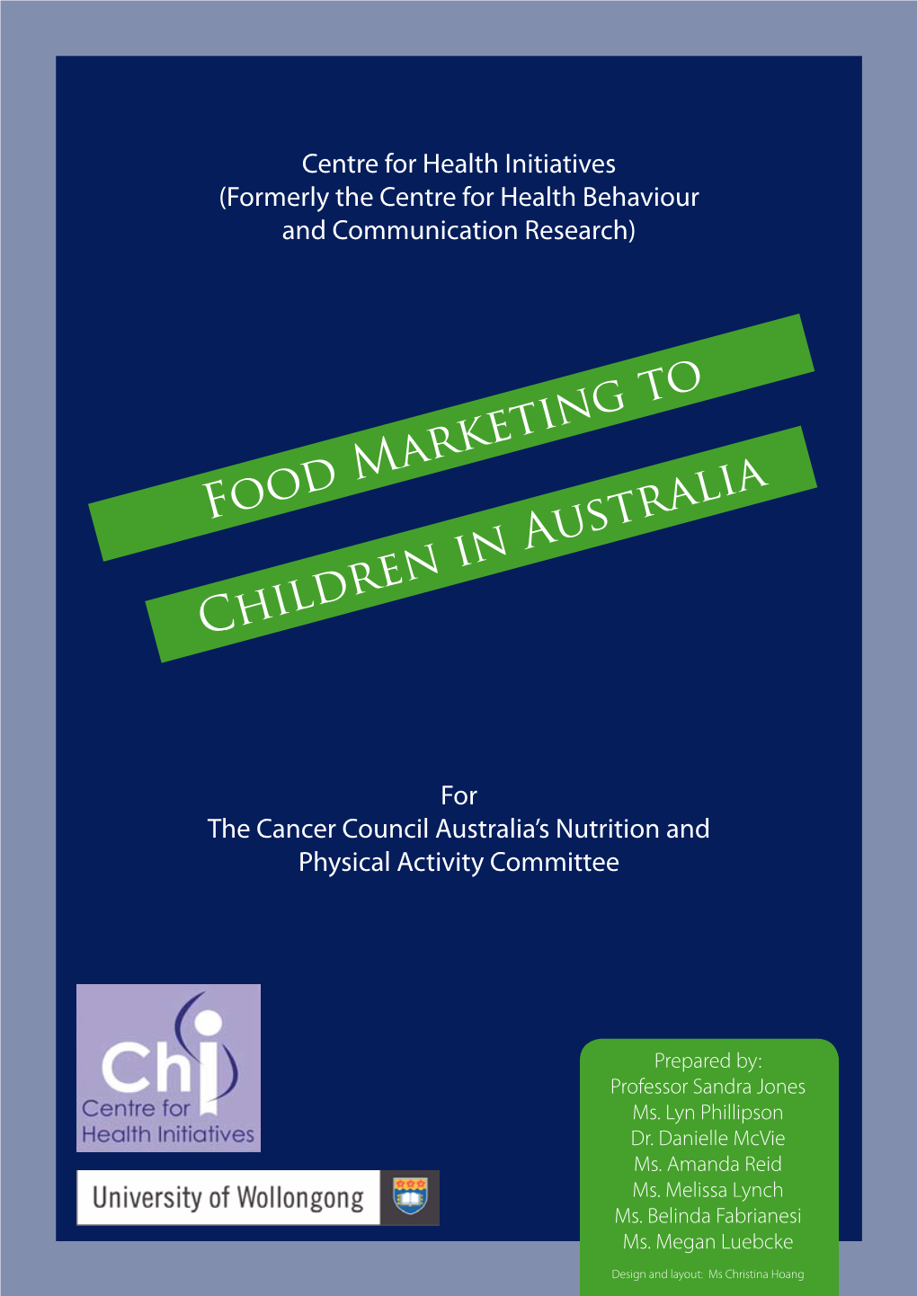 Food Marketing to Children in Australia