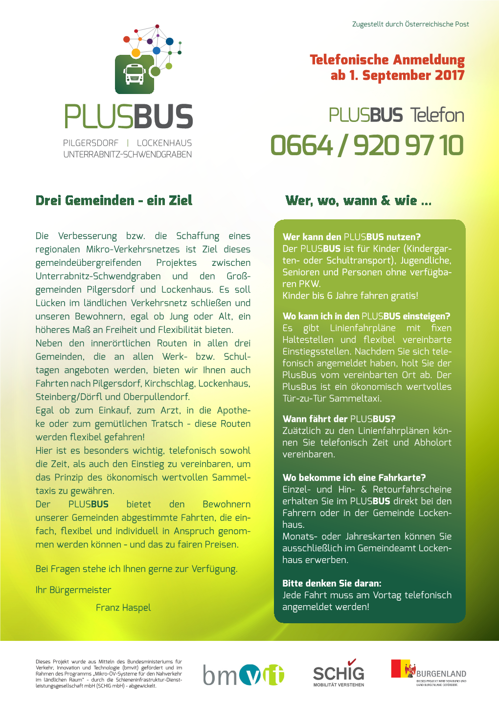 PLUSBUS PLUSBUS Telefon PILGERSDORF | LOCKENHAUS UNTERRABNITZ-SCHWENDGRABEN 0664 / 920 97 10